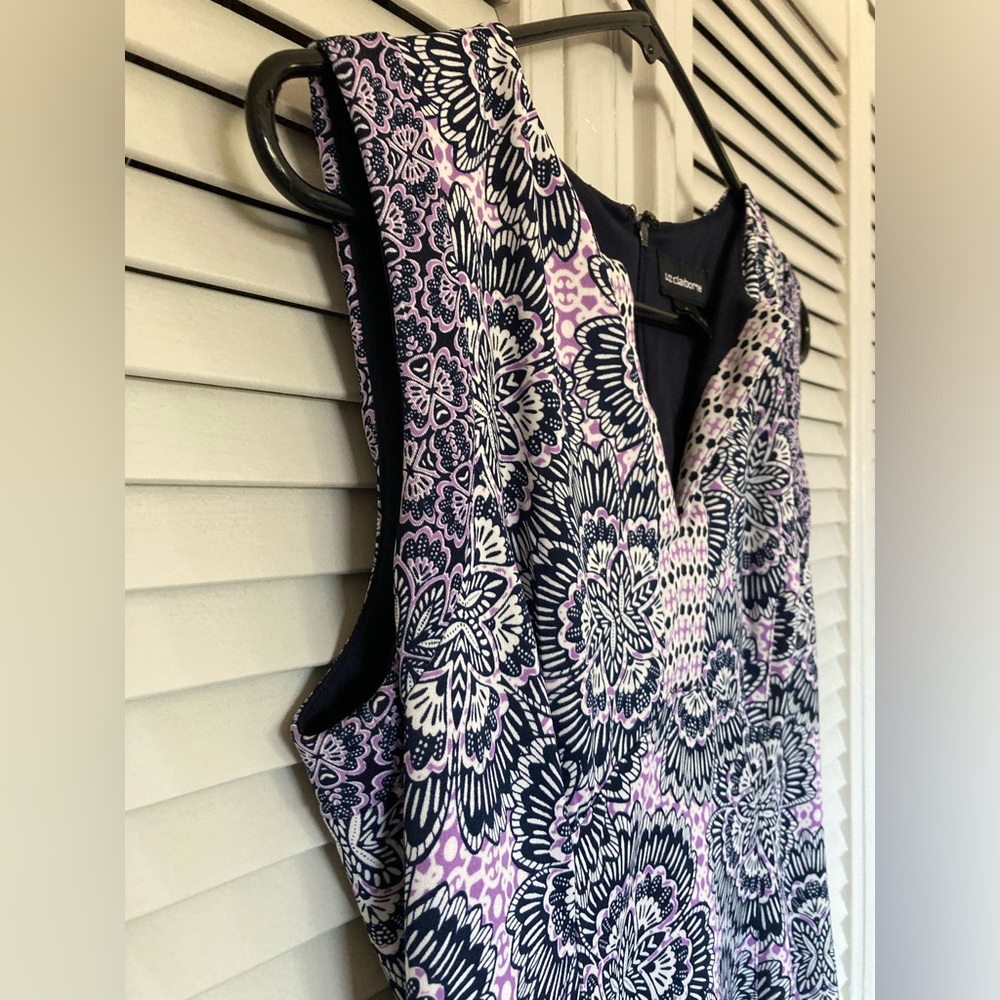 🌵 Liz Claiborne Dress Sleeveless V-Neck Purple Floral Fit & Flare Sz 6 - Picture 5 of 13